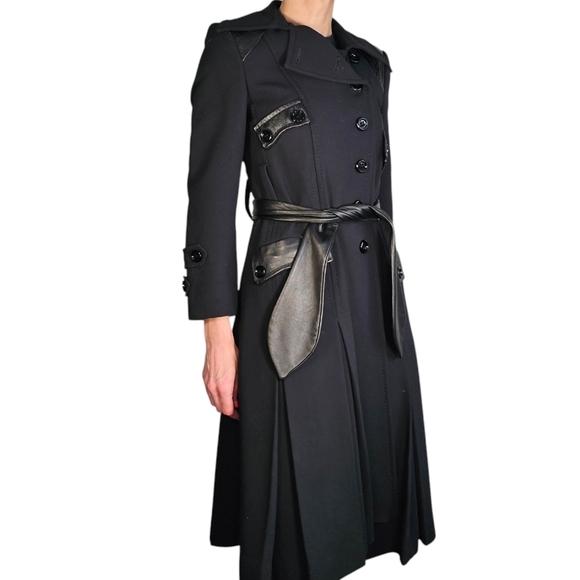 Teresa Tardia Wool Blend Black Belted Midi Fit and Flare Jacket - Picture 3 of 15
